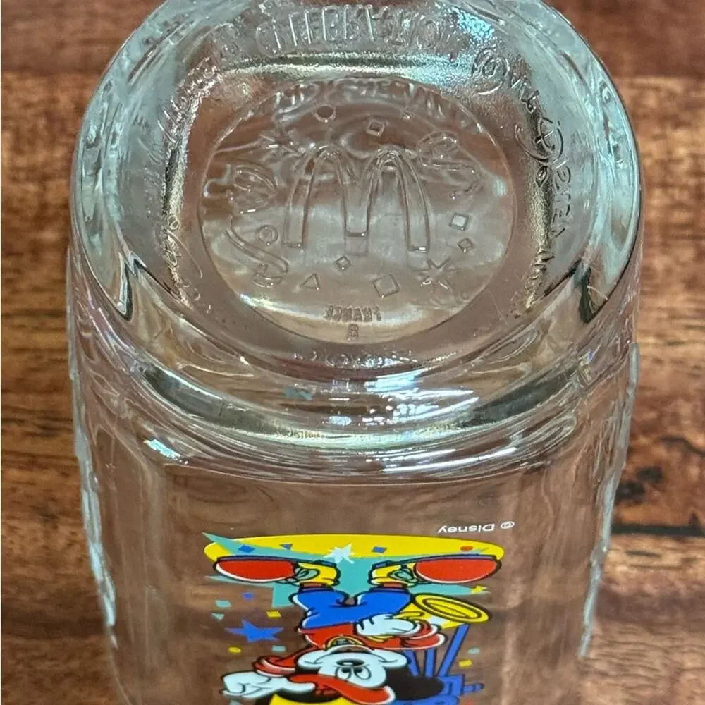 Disney Studios McDonalds 2000 Mickey Mouse Glass Tumbler Embossed Glass